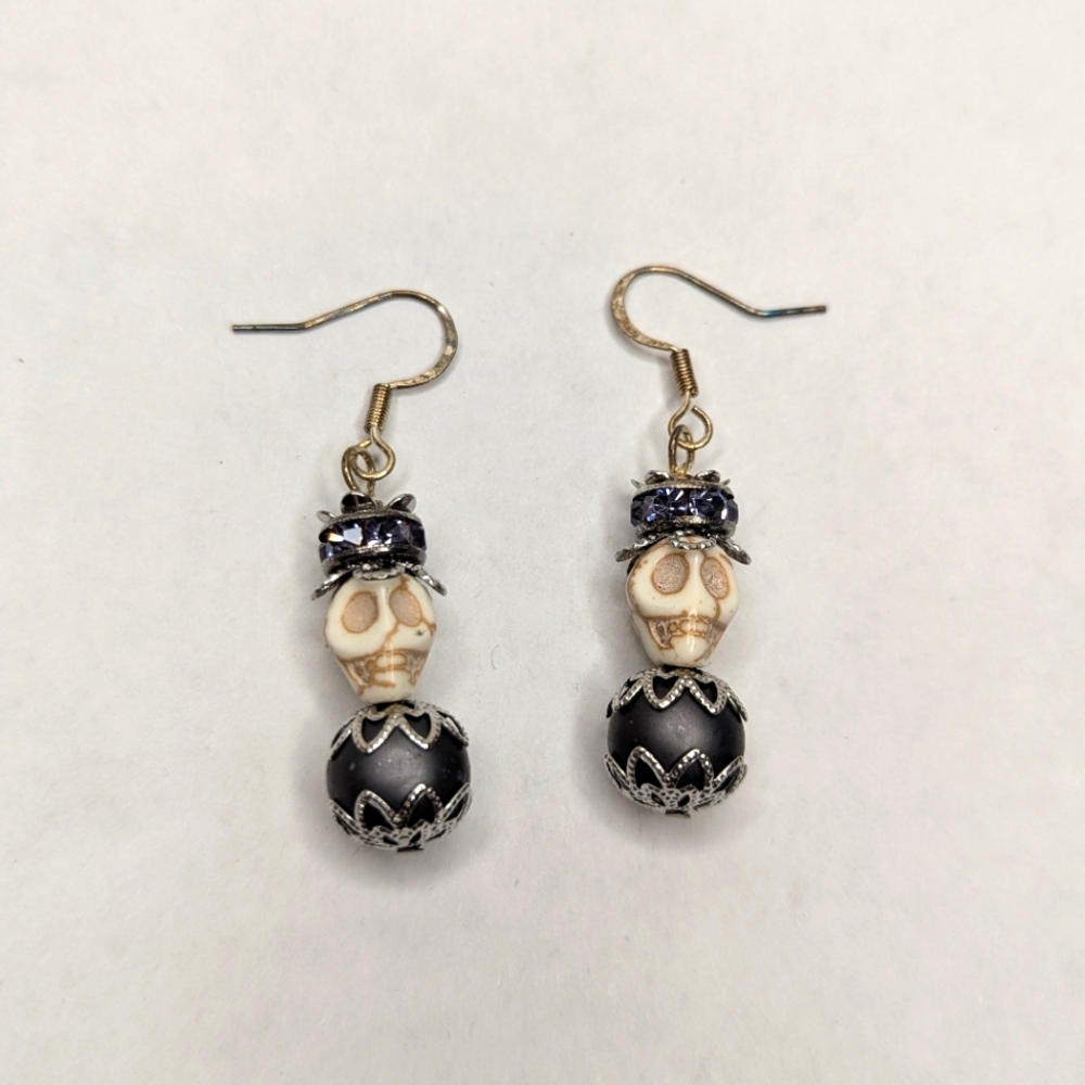 Black & Silver Skull Earrings